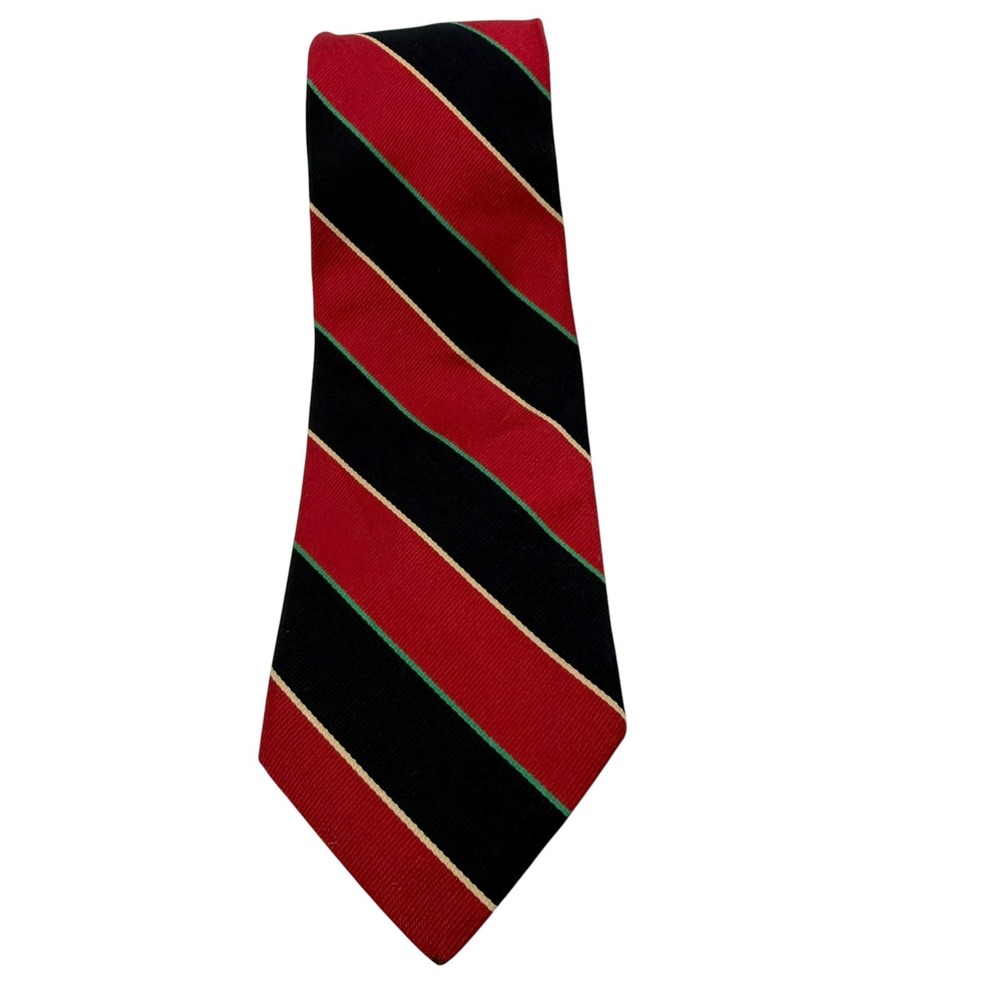 Brooks Brothers Silk Repp Stripe Tie 58"Red Black Green Gold USA Maded (TD8)